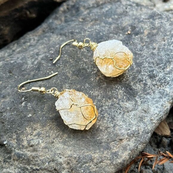 NIB Colors of Brazil Citrine Earrings in Goldtone 31.00 ctw - Picture 4 of 9